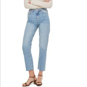 Topshop raw hem straight crop jeans